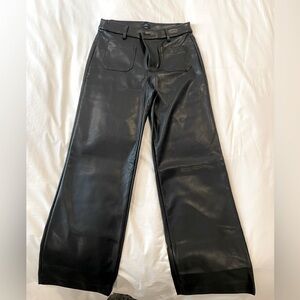 Black Faux Leather Wide-Leg Pants